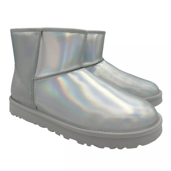 UGG CLASSIC MINI IRIDESCENT GLACIER GREY WOMEN'S BOOTS US SIZE 8 - Picture 1 of 7